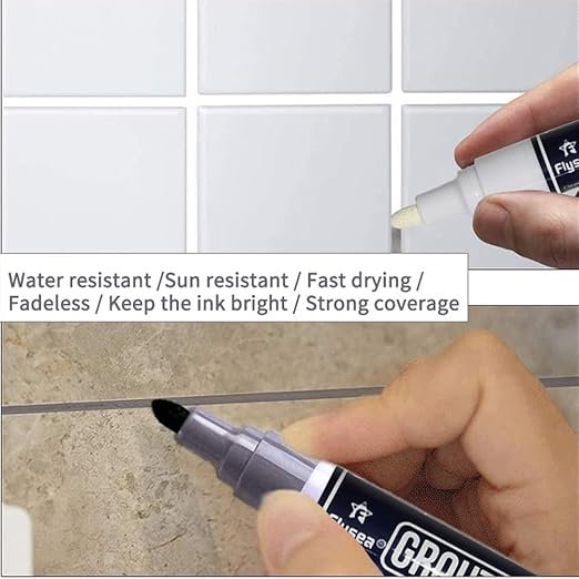 5 PCS Tile Grout Pen Home Repair Pen Tile Paint Markers for Tiles Floor Wall Bathroom Kitchen Repair Tools (Light Gray)