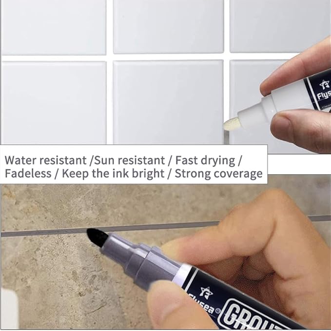 5 PCS Tile Grout Pen Home Repair Pen Tile Paint Markers for Tiles Floor Wall Bathroom Kitchen Repair Tools (Dark Gray)
