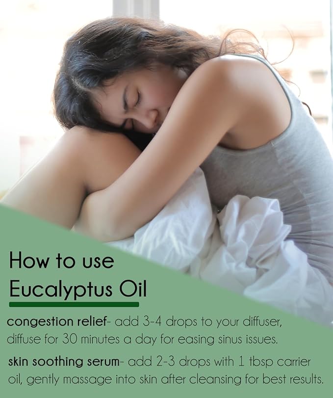 GreenHealth Eucalyptus Essential Oil – 16 fl oz (473 ml) – 100% Pure & Natural – Bulk Aromatherapy Oil in Amber Glass Bottle – for Diffuser, Cleaning, Room Spray, Home Fragrance