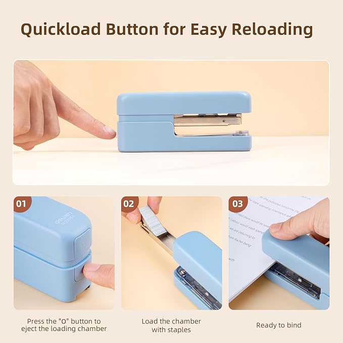 deli Stapler, Desktop Staplers with Integrated Staple Remover, 40 Sheet Capacity Office Stapler, Blue