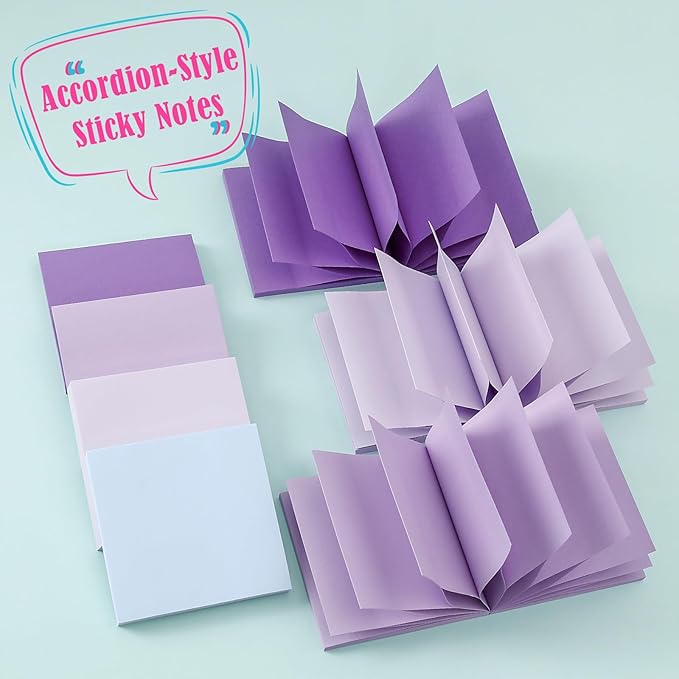 BAYTORY 640 Sheets Pop Paper Up Sticky Notes, 3 x 3 Inches, Self-Sticky Note Pads, Purple Gradient Sticky Pads, Memo Pads for School Office Home Desk Accessories (Purple Series)