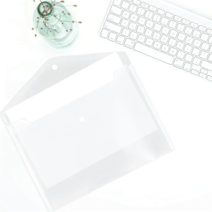 JAM PAPER Plastic Envelopes with Snap Closure - Letter Booklet - 9 3/4 x 13 - Clear - 12/Pack