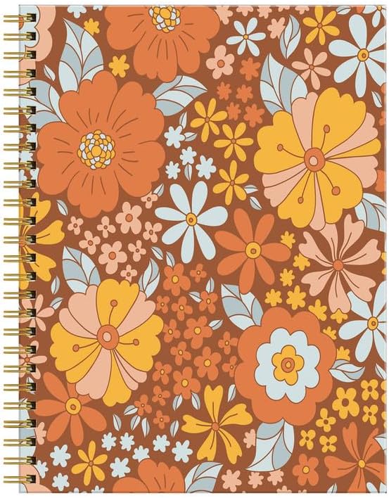 Spiral Journal Notebook for Women,A5 College Ruled Notebooks 6"x 8.4", 120 Pages (60 Sheets) Lined Journal with Premium Thick Paper,Perfect for School Office Home(Retro Floral)