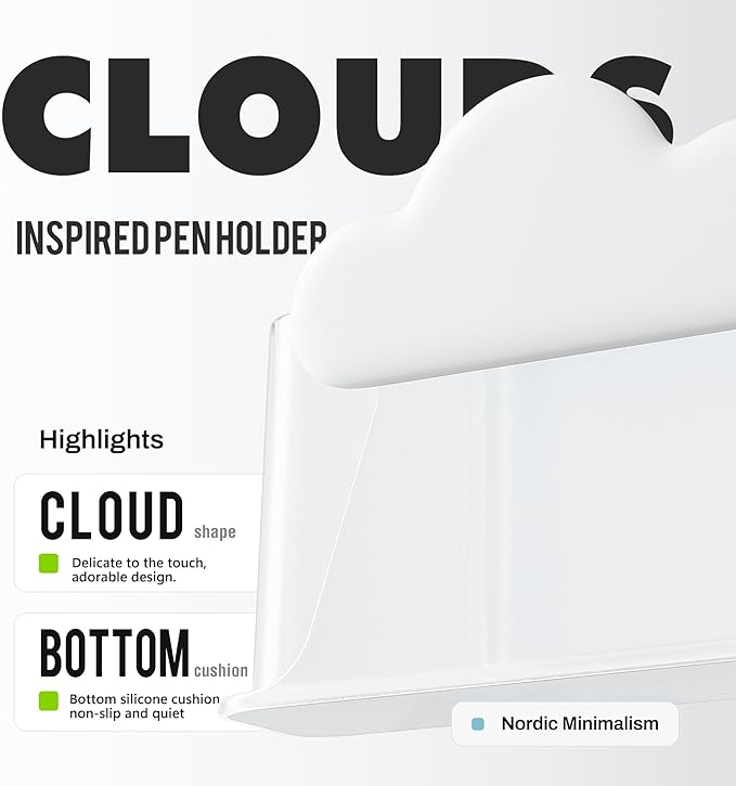 Li & Zhao Pen Holder for Desk Cute - Cloud Pencil Holder Pen Cup Stationary Organizer Desk Organizer Caddy for Office,Home,School,Art(White)