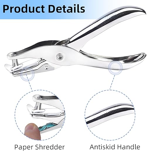 2 Pcs Hole Punch,Metal Single Hole Paper Punch Punchers,1/4 Inch and 1/8 Inch Single Hole Punch,Suitable for DIY Craft Labels and Greeting Cards Home Office Learning