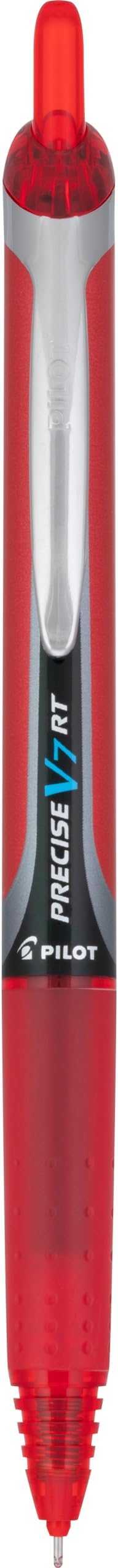 Pilot Precise V7 RT Refillable & Retractable Liquid Ink Rollerball Pens, Red Ink Pens, Fine Point (0.7 mm), 12-Pack - Ideal for School, Journaling, and Office Writing