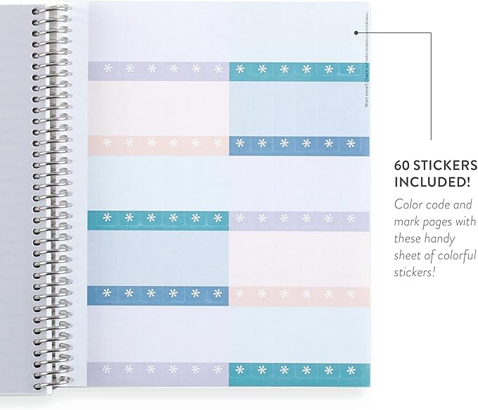 Erin Condren Journal For Women 7" X 9" Spiral Bound College Ruled Notebook - Flora Peony, 160 Lined Page Note Taking & Writing Notebook, 80 Lb, Thick Paper, Stickers Included
