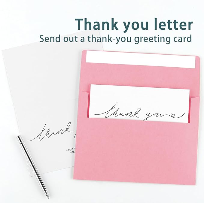 50 Pack 4x6 Envelopes, A4 Pink Envelopes Self Seal for Invitation, Baby Shower, Birthday Party, Wedding, Postcards, Mailing, Greeting Cards