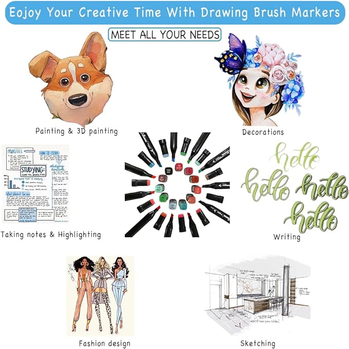 120 Colors Alcohol Markers Set, Dual Tips Blender Art Marker for Drawing Permanent Sketch Marker for adult coloring, Illustrations Alcohol Based Markers, Artist Pens and Gifts