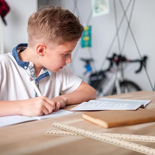 5Pcs 12 Inches Wooden Ruler - 2 Scale Measuring Rulers with Centimeters & Inches for Adults Students Supplies - 30 cm Drafting Tools for Home Office School