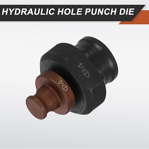 HARFINGTON Hydraulic Hole Punch Die 4mm Round Hole 40Cr Steel Electric Punching Kit for MHP-20 JP-20 Electric Punching Machine, Burgundy & Black