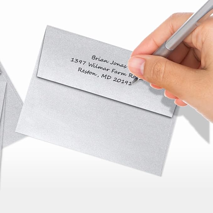 LUXPaper A2 Invitation Envelopes | Peel & Press | 4 3/8" x 5 3/4" | Silver Metallic | 80lb. Text | 50 Qty