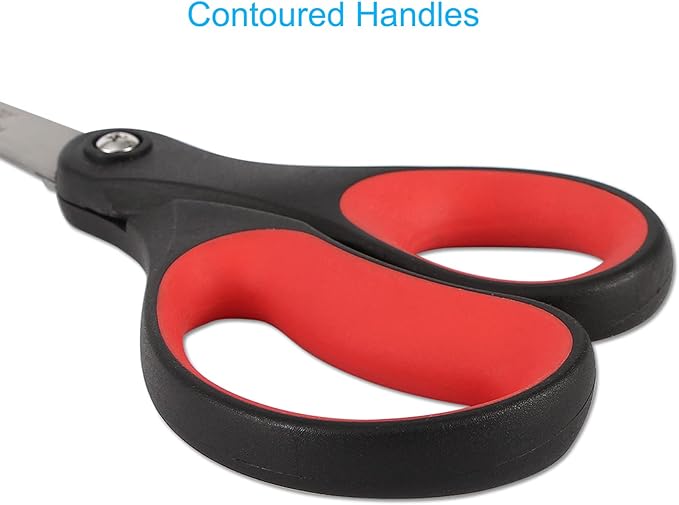 LIVINGO 8“ Scissors All Purpose 3-Pack, Titanium Ultra Sharp for Office Home School Sewing Fabric Craft Supplies, Premium Stainless Steel, Comfort Grip（Red/Black）