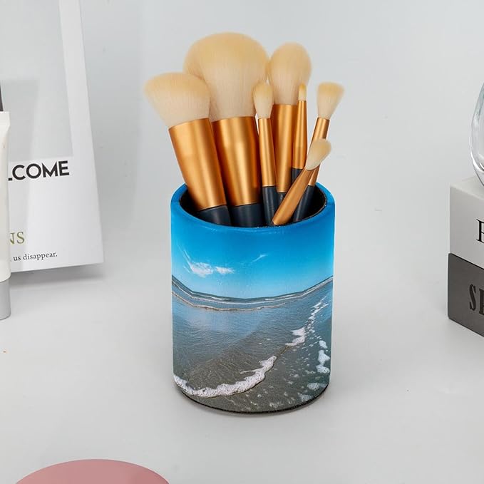 Pen Holder for Desk, Blue Sky Sand (1) Pencil Holder Pen Cup Marker Holder Makeup Brush Holders, Desk Accessories & Workspace Organizers for Home, School & Office