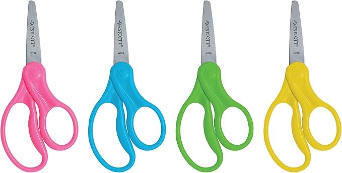 Westcott Kids Scissors, Pointed, Back to School, Classroom Supplies, 5-Inch, Color Varies, Pack of 1 (13131)