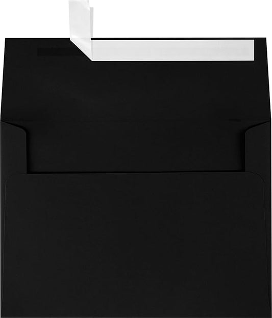 LUXPaper A7 Invitation Envelopes | Peel & Press | 5 1/4" x 7 1/4" | Midnight Black | 80lb. Text | 250 Qty