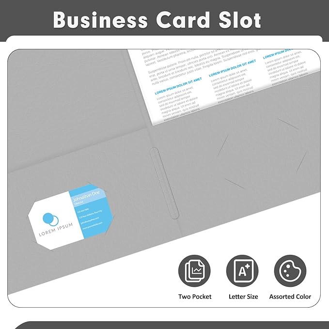 Two Pocket Folders, PANDRI 100 Pack 2 Pocket Folders, Letter Size Paper File Folder for School Office Home Business, Assorted 5 Colors