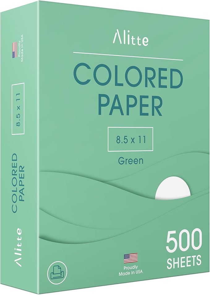 Colored Paper 500-Sheets - Green Paper, 8.5 x 11 Colored Printer Paper, Arts & Crafts, DIY Projects - School & Office Supplies - Pastel Copy Paper, 1 Ream, Made in the USA