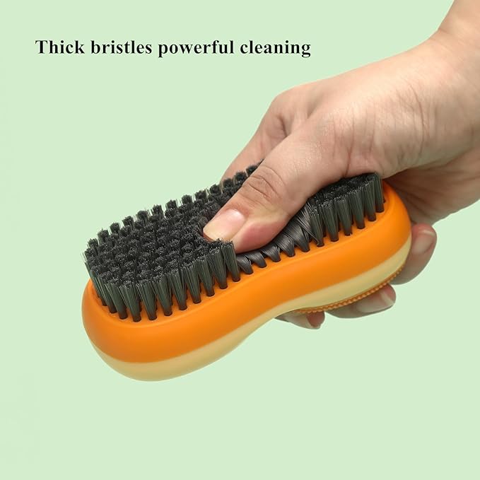 Two-Sided Laundry Stain Remover Brush, Soft Bristle for Scrubbing Out Tough Stains on Wool Cashmere Delicate Fabrics Knits Cotton Leather, Easy to Grip Hand Washing Clothes Brushes (Green)
