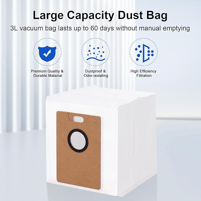 Dust Bags Replacement Compatible with Tapo RV30 Max Plus /RV20 Max Plus Vacuum Cleaner,Large Capacity Canister Vacuum Dust Bag Accessories Part (10 Pack)