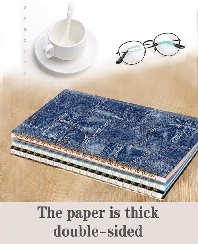 Spiral Journal Notebook,A5 Hardcover Lined Journals for Women Girl 6 x 8.3 in,120 Pages Thick Paper,Cute College Ruled Writing Notebook for Gifts Office Work School(Denim)