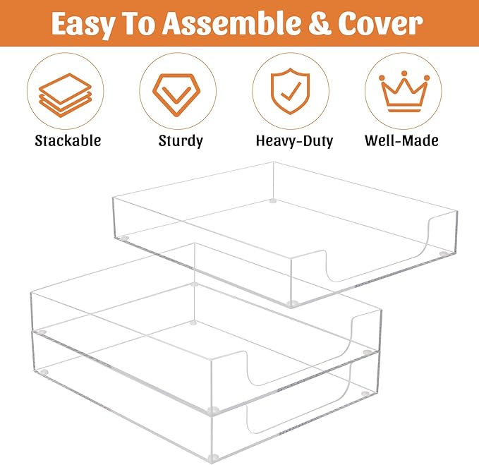 Acrylic Letter-Size Tray, Sturdy Heavy-Duty Clear Printer Paper Tray, Single-Tier Stackable File Storage Organizer for Office Home (1, Clear)