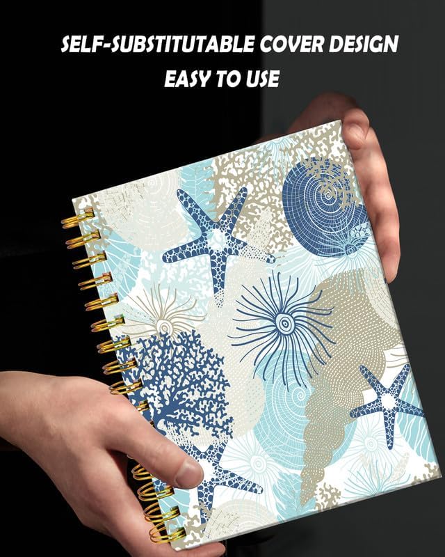 Spiral Journal Notebook for Women,A5 College Ruled Notebooks 6"x 8.4", 120 Pages (60 Sheets) Lined Journal with Premium Thick Paper,Perfect for School Office Home(Cute Coral Seashell)