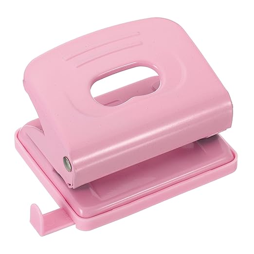 PATIKIL 1/4" 2 Hole Paper Punch, Metal Hole Puncher 8 Sheet Punch Capacity Adjustable Hole Punch for Office and Home Supplies, Pink