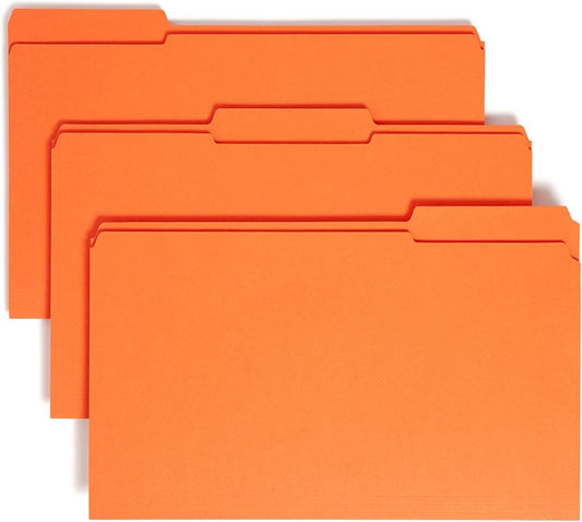 Smead File Folder, Reinforced 1/3-Cut Tab, Legal Size, Orange, 100 per Box (17534)