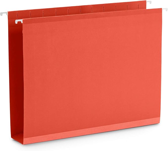 Blue Summit Supplies 25 Extra Capacity Hanging File Folders Letter Size 2 Inch Expansion, Expanding Hanging File Folders, Wide, Expandable, Reinforced 12pt Paper, Assorted Colors