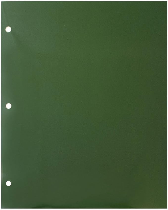 JAM PAPER Laminated Two Pocket Glossy 3 Hole Punch School Folders - Letter Size - High Gloss Green - Bulk 100/Box