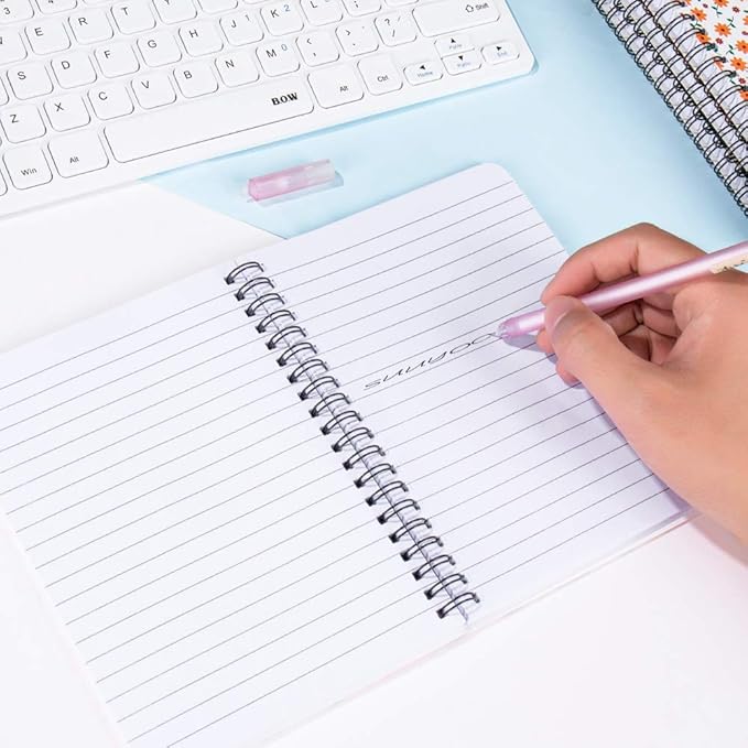 4 Pack Spiral Notebooks 5×7 Inch College Ruled Small Journals Hardcover Floral Cute Note Book for School Supplies Studio Girls Women, Inner Pocket, 80 Sheets/160 Pages