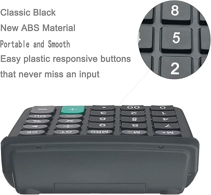 Calculators, Large Button Calculator with Angled LCD Display 12-Digit Dual Power Handheld Desktop Feature for Office, School, Home(Black, Pack of 5)