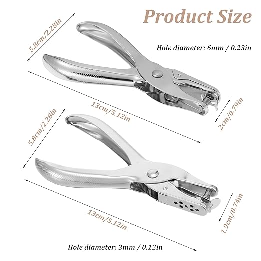 1/4” Hole Punch and 1/8” Small Single Hole Punch, 8 Sheet Capacity Small Hole Punch Handheld Circle Paper Hole Puncher Tiny Hole Punch Small Hole Puncher for Tags Crafts Tickets Home Office
