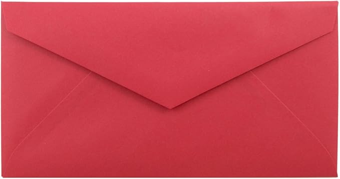 JAM PAPER Monarch Colored Envelopes - 3 7/8 x 7 1/2 - Red Recycled - 100/Pack