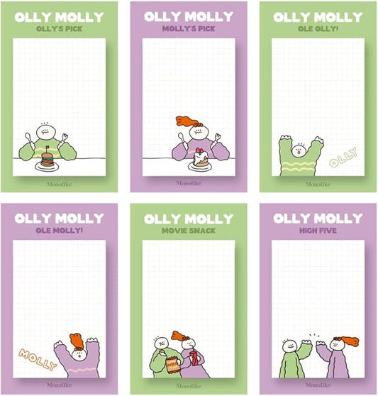 Monolike Grid Olly Molly, Coloring Sticky-it - 6p Set Self-Adhesive Memo Pad 50 Sheets