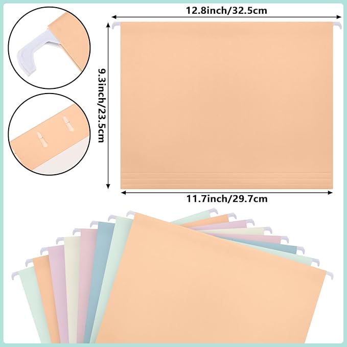 24 Hanging File Folder with Acrylic Organizer for Letter/a4 Size Desktop Clear File Storage Box with Handles for Home Work Office Use(Colorful,Classic)