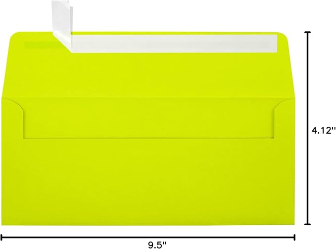 LUXPaper #10 Business Envelopes | Peel & Press | 4 1/8" x 9 1/2" | Wasabi Green | 80lb. Text | 50 Qty