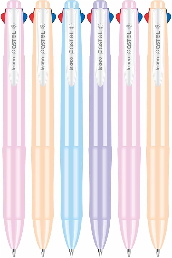 Multi-color Ballpoint Pens, 4-in-1 Colored Pens 0.7 Medium Fine Point,Ballpoint Gift Pens for Planner Journaling,Assorted Ink, 6-Count