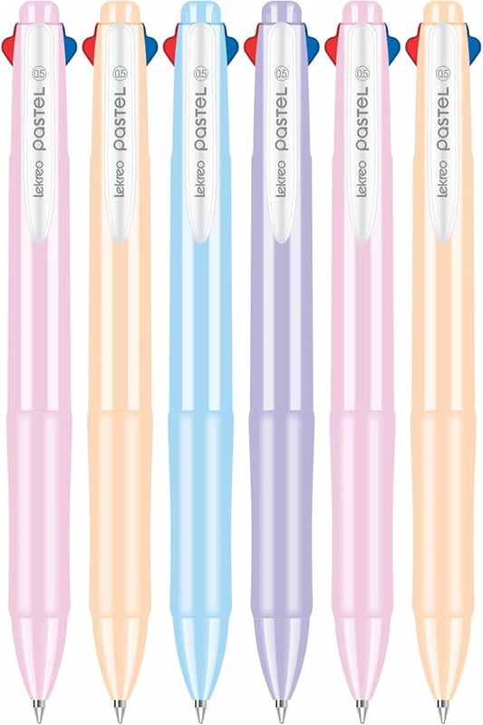 Multi-color Ballpoint Pens, 4-in-1 Colored Pens 0.7 Medium Fine Point,Ballpoint Gift Pens for Planner Journaling,Assorted Ink, 6-Count