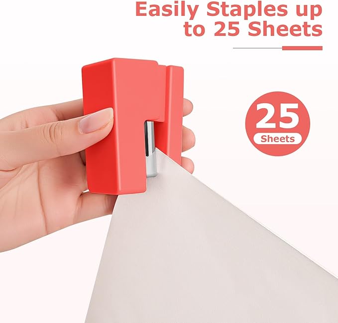 Mini Stapler - Small Cute Desk Staplers - 25 Sheet Capacity with 830 Staples and Staple Remover, Desktop Stapler for Office, School, Home, Orange