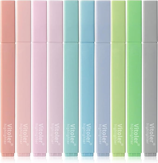Vitoler Bible Highlighters with Soft Chisel Tip,10Pcs,Lake Colors,Aesthetic No Bleed Bible Highlighter Pastel,Cute Highlighters for School Office Supplies