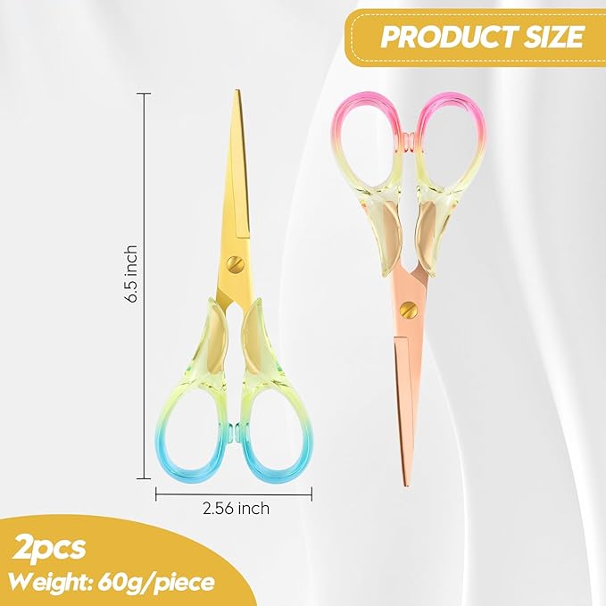 Honagu Premium Acrylic Handle Scissors -Stainless Steel Blades, Precision Cutting, Ergonomic Design, Ideal for Home, Office, and Craft Use - 2 Pack, Red+Blue