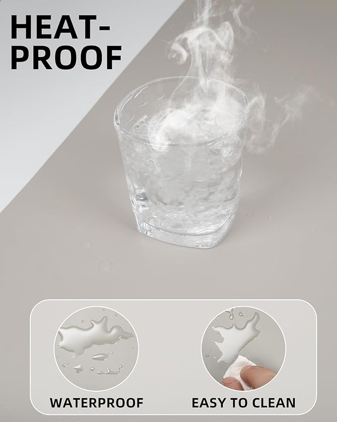 AFIING Leather Desk Pad Protector,Mouse Pad,Office Desk Mat, Non-Slip PU Leather Desk Blotter,Large Desk mat,Waterproof Keyboard mat for Office/Home/Decor (Light Grye,48"" x 17"")