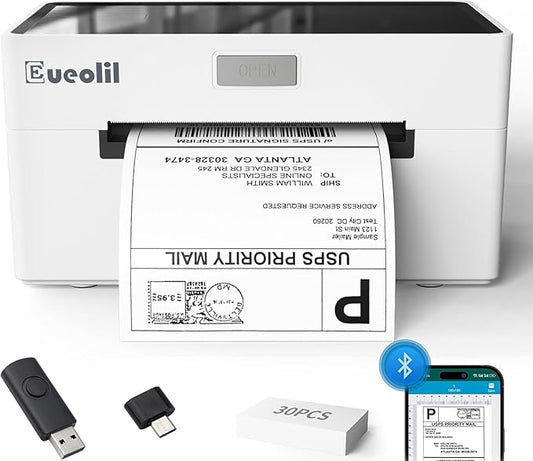 Bluetooth Thermal Label Printer Compatible with Android、iOS、Windows＆Mac,Maximum Support 4×6 Thermal Label Paper,Widely Used for Home＆Small Businesses and Shipping Label