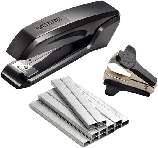 Bostitch Office Ascend 3 in 1 Stapler Value Pack, 20 Sheet Capacity, Includes 5000 Staples, Integrated Remover & and Extra Staple Remover, Staple Storage Compartment, Assorted Colors (Colors May Vary)