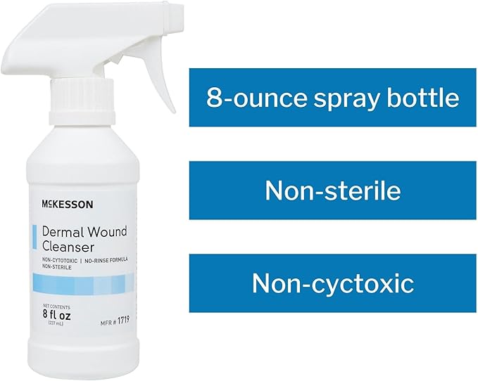 McKesson Dermal Wound Care Cleanser Spray, 8 oz [1 Count] First Aid Wash Solution for Minor Injuries, Cuts, Burns, Scrapes, Sores