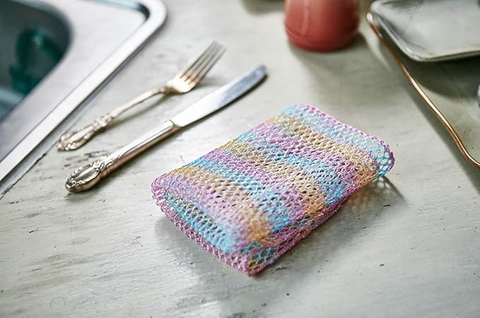 Kuwish Rainbow Mesh Scrubber Set - 4 Pack Multi-Color, Multi-Purpose, Durable and Non-Scratch Cleansing Sponges for Kitchen, Bathroom, and Home Cleaning Essentials
