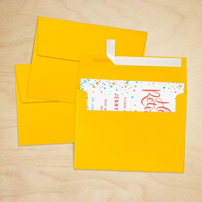 LUXPaper A7 Invitation Envelopes | Peel & Press | 5 1/4" x 7 1/4" | Sunflower Yellow | 80lb. Text | 1,000 Qty