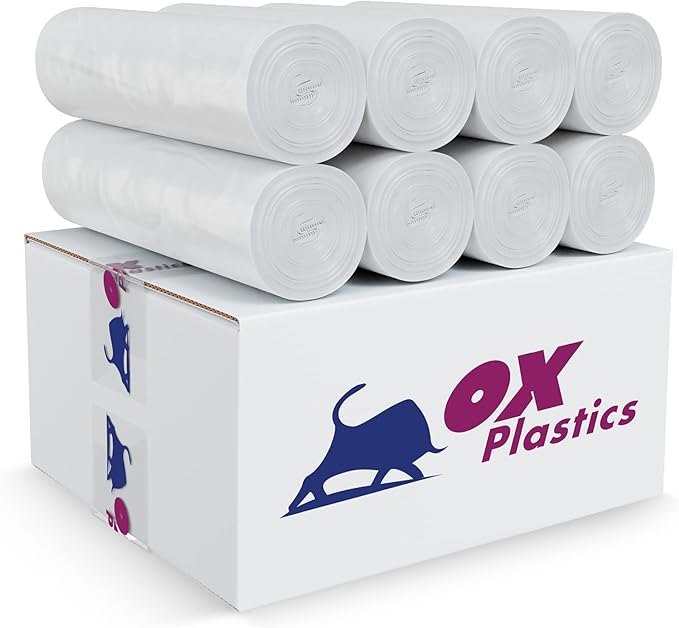 55-60 Gallon Trash Bags - High Density 38"x60", 150 Count Unscented Trash Can Liners - Multipurpose Clear Garbage Bags for Bathroom, Kitchen or Office Wastebaskets (22 Microns) Made in USA